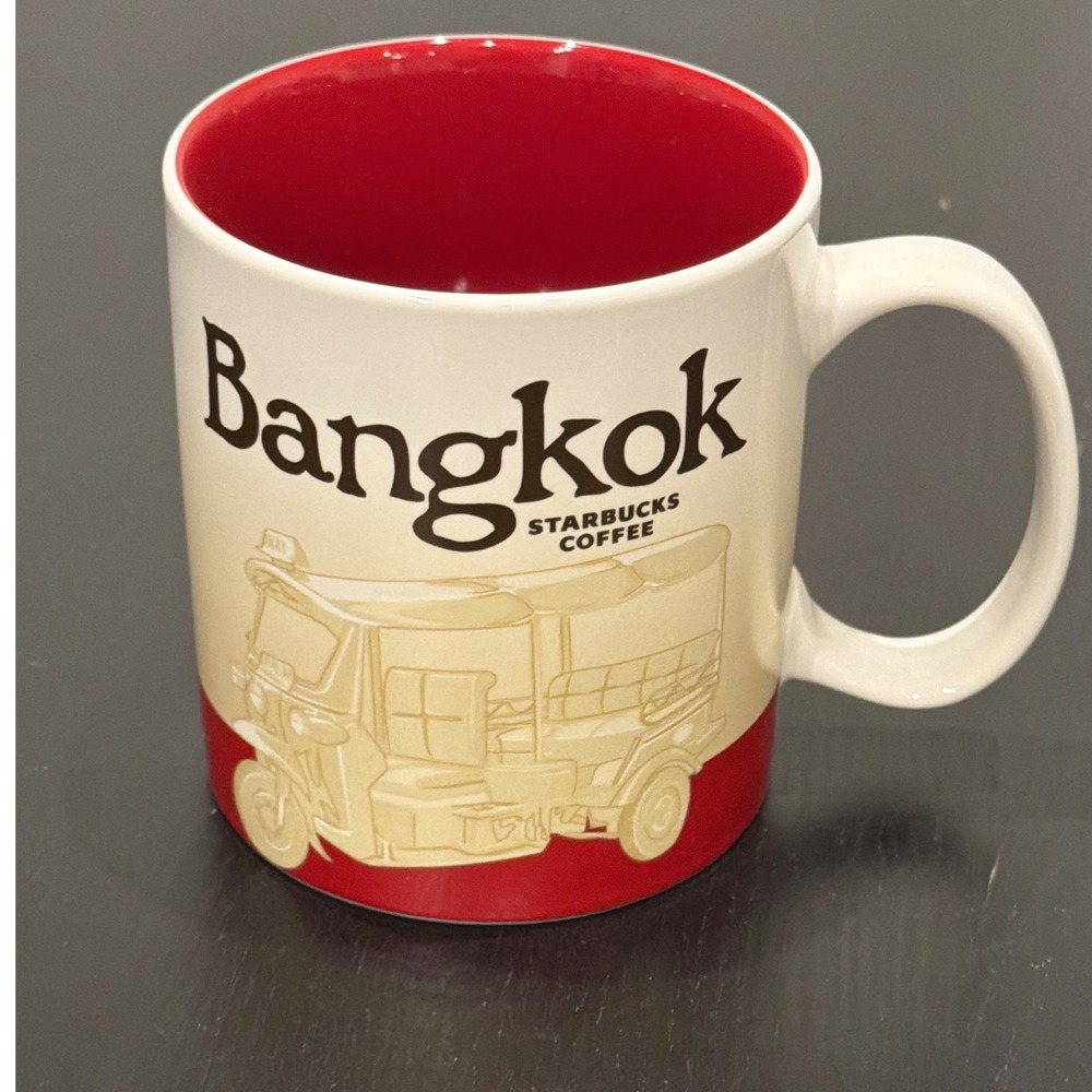 Starbucks Global Icon Series Bangkok 16 oz Ceramic Mug Red Interior Tuk-Tuk 2015